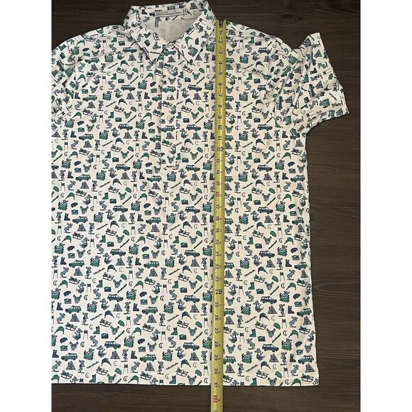 Criquet XL White Skiing Moose Print Short Sleeve Stretch Polo Shirt - Picture 5 of 7